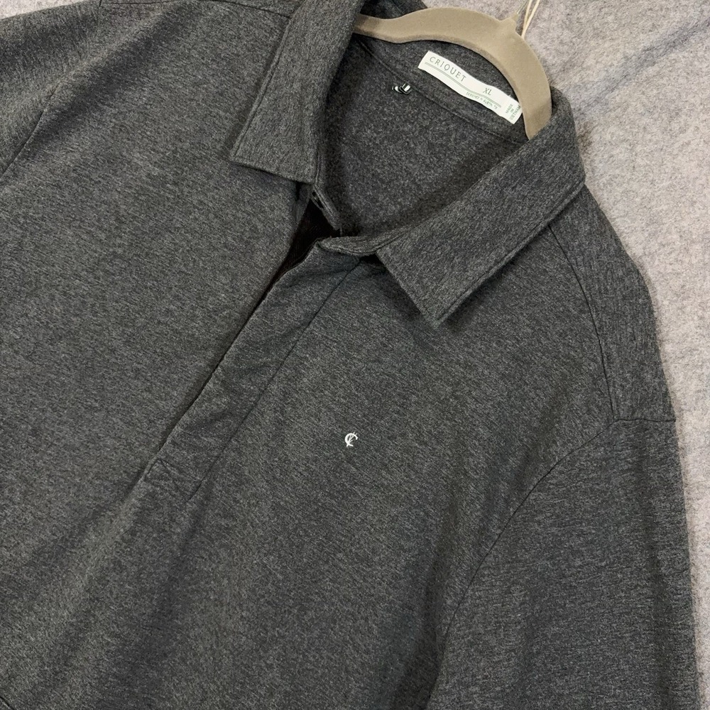 Criquet Polo Sweatshirt Mens XL Gray Fleece Pullover Pocket Stretch Logo